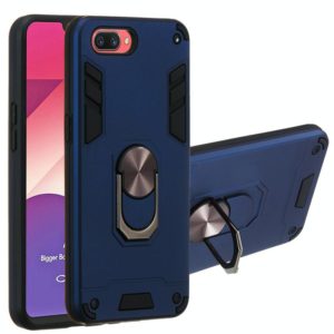 For OPPO A3s & A5 & Realme C1 2 in 1 Armour Series PC + TPU Protective Case with Ring Holder(Royal Blue) (OEM)