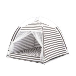 Four Seasons Cat and Dog Litter Detachable Cotton and Linen Tent Litter(Gray Stripes) (OEM)