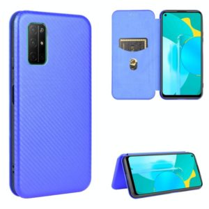 For Huawei Honor View30 Carbon Fiber Texture Horizontal Flip TPU + PC + PU Leather Case with Card Slot(Blue) (OEM)