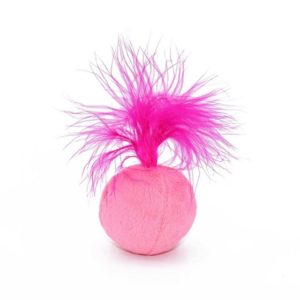 Ring Bell Feathers Tease Cats Toys Plush Pet Cat Toys(Pink) (OEM)