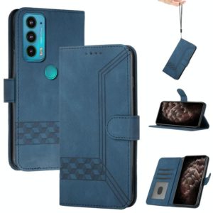 For Motorola Edge 20 Pro Cubic Skin Feel Flip Leather Phone Case(RoyalBlue) (OEM)