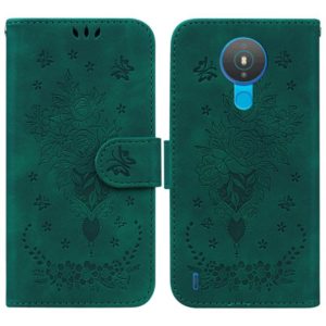For Nokia 1.4 Butterfly Rose Embossed Leather Phone Case(Green) (OEM)