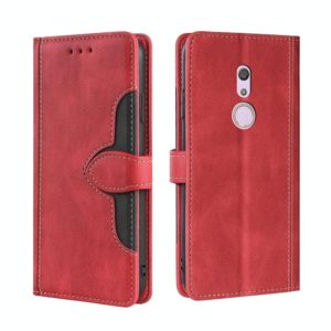 For Fujitsu Arrows BE4 F-41A Skin Feel Straw Hat Magnetic Buckle Leather Phone Case(Red) (OEM)