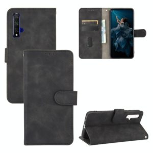 For Huawei Honor 20 / nova 5T Solid Color Skin Feel Magnetic Buckle Horizontal Flip Calf Texture PU Leather Case with Holder & Card Slots & Wallet(Black) (OEM)