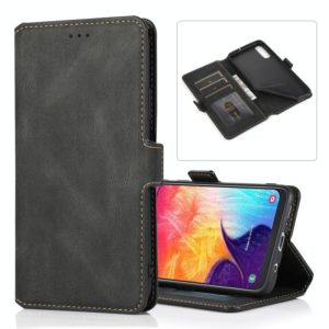 For Samsung Galaxy A50 Retro Magnetic Closing Clasp Horizontal Flip Leather Case with Holder & Card Slots & Photo Frame & Wallet(Black) (OEM)