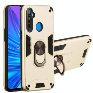 For OPPO Realme 5 2 in 1 Armour Series PC + TPU Protective Case with Ring Holder(Gold) (OEM)
