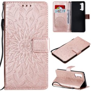 For OPPO Find X2 Lite / Reno3 5G Sun Embossing Pattern Horizontal Flip Leather Case with Card Slot & Holder & Wallet & Lanyard(Rose Gold) (OEM)