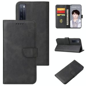 For Huawei nova 7 5G Calf Texture Buckle Horizontal Flip Leather Case with Holder & Card Slots & Wallet(Black) (OEM)