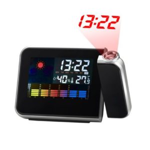 Multifunctional Digital Color LCD Display LED Projection Alarm Clock with Weather Station / Temperature / Humidity / Calendar(Black) (OEM)