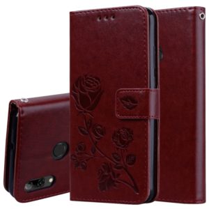Rose Embossed Horizontal Flip PU Leather Case for Huawei P Smart 2019, with Holder & Card Slots & Wallet(Brown) (OEM)
