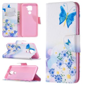 For Xiaomi Redmi Note 9 Colored Drawing Pattern Horizontal Flip Leather Case with Holder & Card Slots & Wallet(Flower and Butterfly) (OEM)