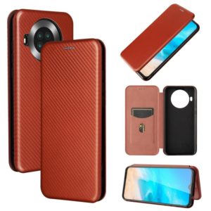 For Cubot Note 20 Carbon Fiber Texture Horizontal Flip TPU + PC + PU Leather Case with Card Slot(Brown) (OEM)
