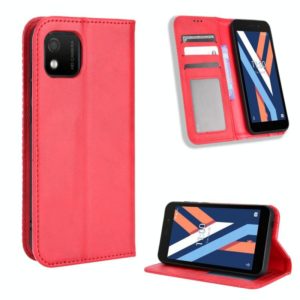 For Wiko Y52 Magnetic Buckle Retro Texture Leather Phone Case(Red) (OEM)