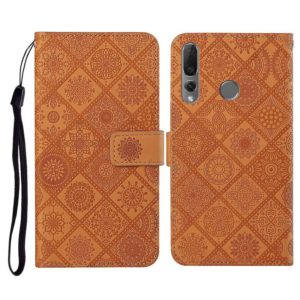 For Huawei P Smart Z / Y9 Prime 2019 Ethnic Style Embossed Pattern Horizontal Flip Leather Case with Holder & Card Slots & Wallet & Lanyard(Brown) (OEM)