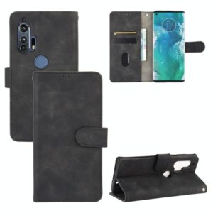 For Motorola Moto Edge Plus Solid Color Skin Feel Magnetic Buckle Horizontal Flip Calf Texture PU Leather Case with Holder & Card Slots & Wallet(Black) (OEM)