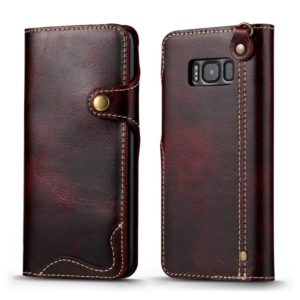 For Galaxy S8 Plus Denior Oil Wax Cowhide Magnetic Button Horizontal Flip Leather Case with Card Slots & Wallet(Dark Red) (Denior) (OEM)