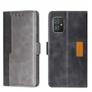 For Asus ZenFone 8 ZS590KS Contrast Color Side Buckle Leather Phone Case(Black + Grey) (OEM)