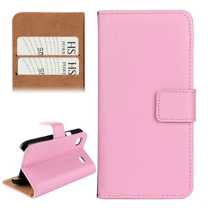 Horizontal Flip Top-grain Leather Case with Card Slots & Holder for Galaxy S / i9000(Pink) (OEM)