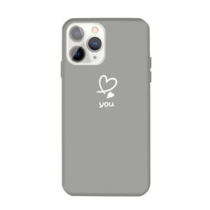 For iPhone 11 Pro Max Love-heart Letter Pattern Colorful Frosted TPU Phone Protective Case(Gray) (OEM)
