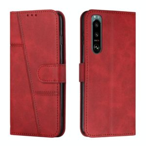 For Sony Xperia 5 III Stitching Calf Texture Buckle Leather Phone Case(Red) (OEM)