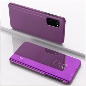 For Samsung Galaxy A52 5G/4G Plated Mirror Horizontal Flip Leather Case with Holder(Purple) (OEM)