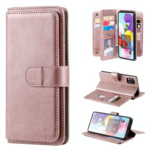 For Samsung Galaxy A51 (4G) Multifunctional Magnetic Copper Buckle Horizontal Flip Solid Color Leather Case with 10 Card Slots & Wallet & Holder & Photo Frame(Rose Gold) (OEM)
