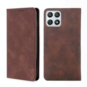 For Honor X30i Skin Feel Magnetic Horizontal Flip Leather Phone Case(Dark Brown) (OEM)