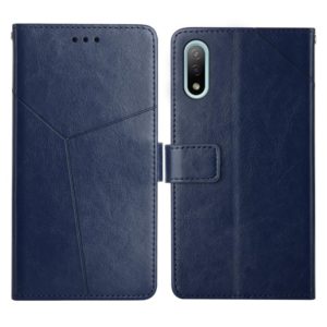 For Sony Xperia Ace II Y Stitching Horizontal Flip Leather Phone Case with Holder & Card Slots & Wallet & Photo Frame(Blue) (OEM)