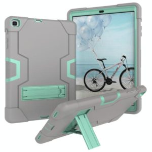 For Galaxy Tab A 10.1 (2019) T510 Contrast Color Silicone + PC Combination Case with Holder(Grey + Aqua) (OEM)