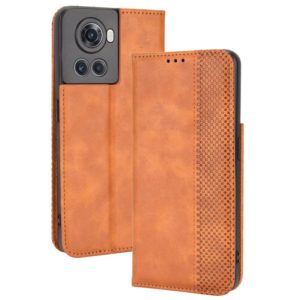 For OnePlus Ace 5G / 10R Magnetic Buckle Retro Texture Leather Phone Case(Brown) (OEM)