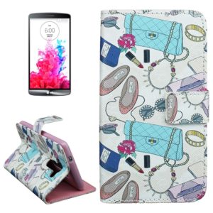 Cross Texture Fashion Items Pattern Leather Case with Holder & Card Slots for LG G3 (OEM)