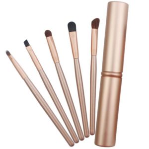 5 PCS Handle Eyes Makeup Brush Set with Aluminum Tube(Gold) (OEM)