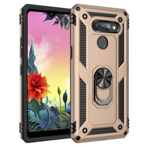 For LG K50S Shockproof TPU + PC Protective Case with 360 Degree Rotating Holder(Gold) (OEM)