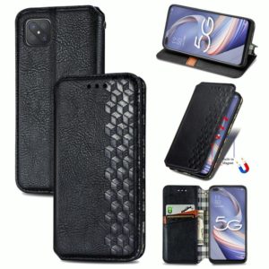 For OPPO A92S Cubic Grid Pressed Horizontal Flip Magnetic PU Leather Case with Holder & Card Slots & Wallet(Black) (OEM)