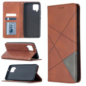 For Samsung Galaxy A42 5G Rhombus Texture Horizontal Flip Magnetic Leather Case with Holder & Card Slots & Wallet(Brown) (OEM)