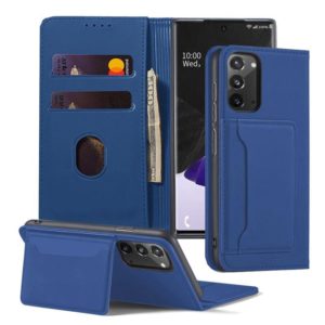 For Samsung Galaxy Note20 5G Strong Magnetism Shockproof Horizontal Flip Liquid Feel Leather Case with Holder & Card Slots & Wallet(Blue) (OEM)
