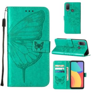 For Alcatel 1L 2021 Embossed Butterfly Leather Phone Case(Green) (OEM)