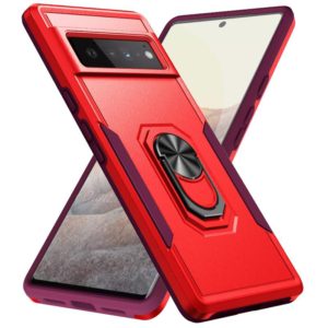 For Google Pixel 6 Pro Pioneer Armor Heavy Duty PC + TPU Holder Phone Case(Red) (OEM)
