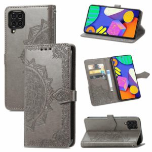 For Samsung Galaxy F62 / M62 Mandala Embossing Pattern Horizontal Flip Leather Case with Holder & Card Slots & Wallet & Lanyard(Gray) (OEM)