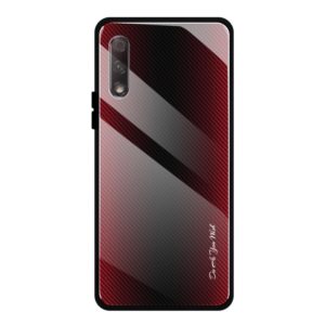 For Huawei Honor 9x Texture Gradient Glass Protective Case(Red) (OEM)