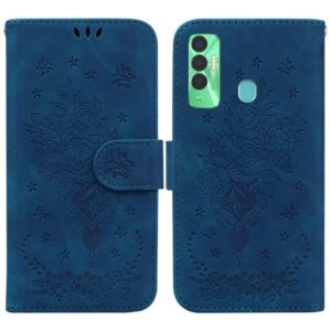 For Tecno Spark 7P Butterfly Rose Embossed Leather Phone Case(Blue) (OEM)