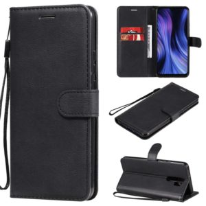 For Xiaomi Redmi 9 Solid Color Horizontal Flip Protective Leather Case with Holder & Card Slots & Wallet & Photo Frame & Lanyard(Black) (OEM)