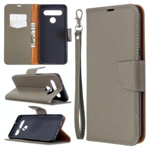 For LG K61 Litchi Texture Pure Color Horizontal Flip Leather Case with Holder & Card Slots & Wallet & Lanyard(Grey) (OEM)