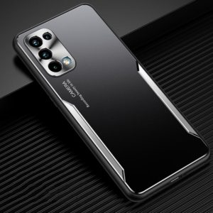 For OPPO Reno5 Pro 5G Blade Series TPU Frame + Titanium Alloy Sand Blasting Technology Backplane + Color Aluminum Alloy Decorative Edge Mobile Phone Protective Shell(Black + Silver) (OEM)