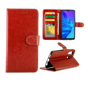 For OPPO Realme 5 Crazy Horse Texture Leather Horizontal Flip Protective Case with Holder & Card Slots & Wallet & Photo Frame(Brown) (OEM)
