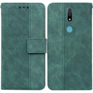For Nokia 2.4 Geometric Embossed Leather Phone Case(Green) (OEM)