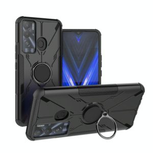 For Tecno Pova Neo Armor Bear Shockproof PC + TPU Phone Case with Ring(Black) (OEM)