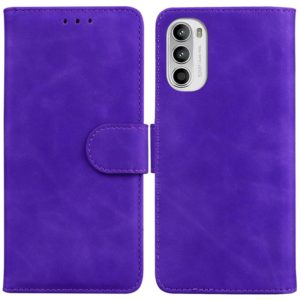 For Motorola Moto G52 Skin Feel Pure Color Flip Leather Phone Case(Purple) (OEM)