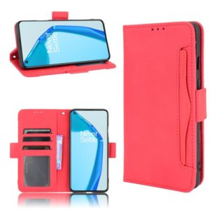 For Oneplus 9R Skin Feel Calf Pattern Horizontal Flip Leather Case with Holder & Card Slots & Photo Frame(Red) (OEM)