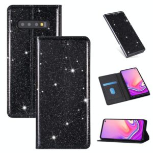 For Samsung Galaxy S10+ Ultrathin Glitter Magnetic Horizontal Flip Leather Case with Holder & Card Slots(Black) (OEM)